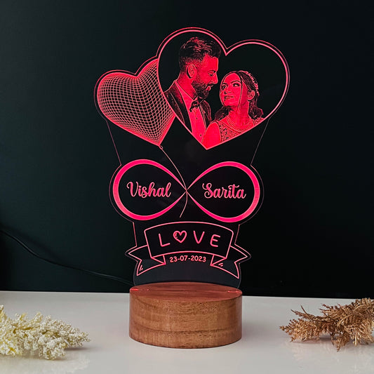 Couple Photo, Names & Date Lamp