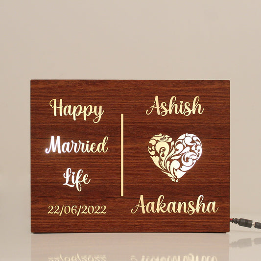 Wedding Lamp with Couple Name and Date