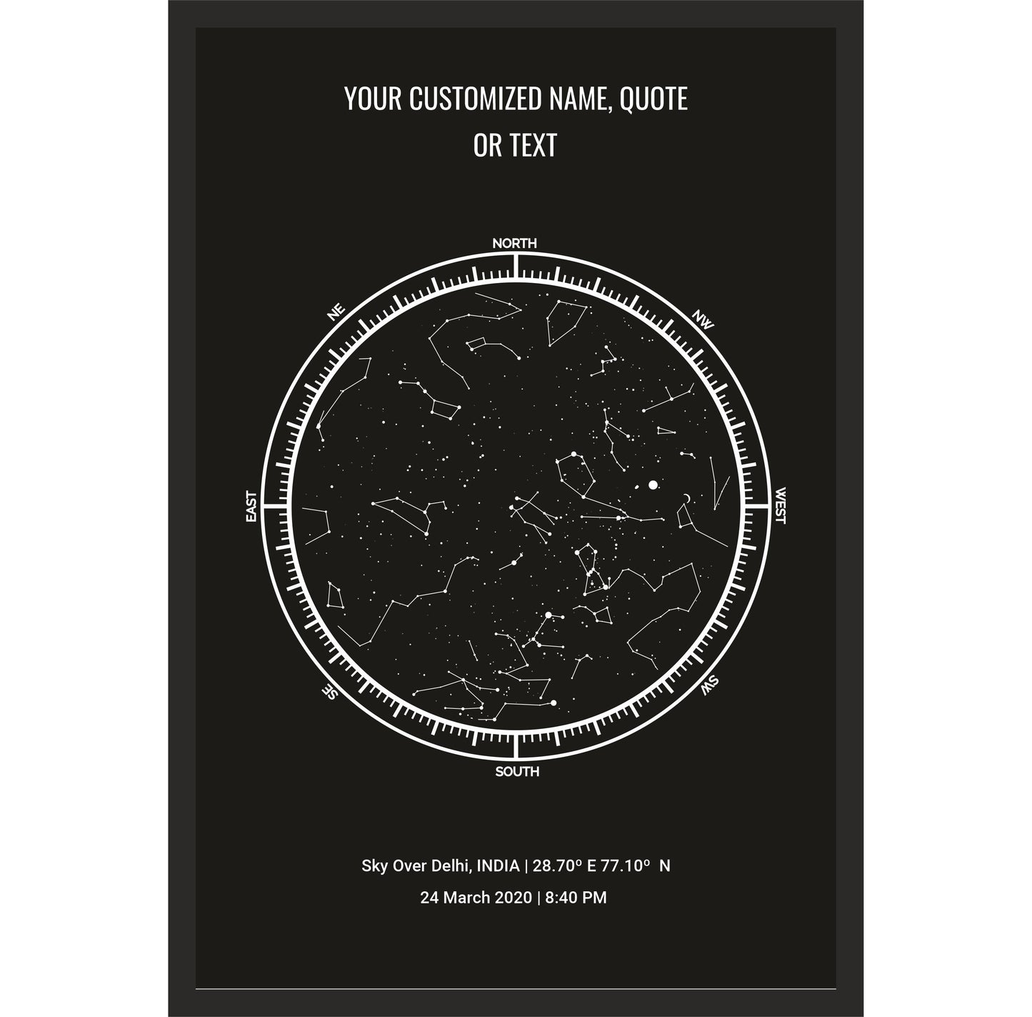 Customized Star Map Frame with Personal Quote or Message