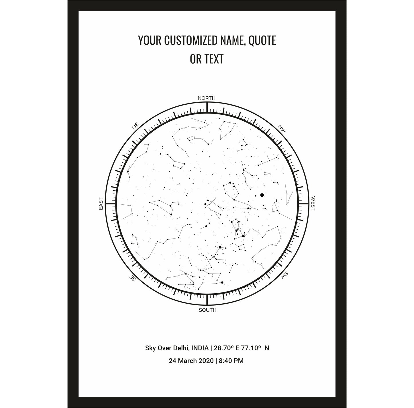 Customized Star Map Frame with Personal Quote or Message