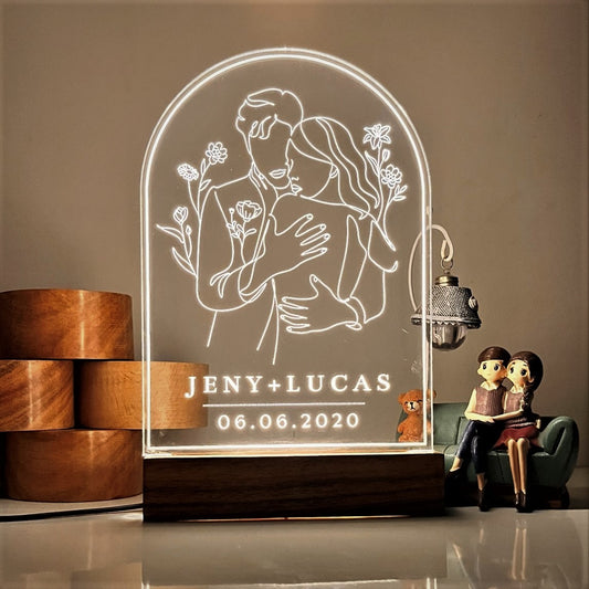 Couple Line Art Lamp with Customized Name