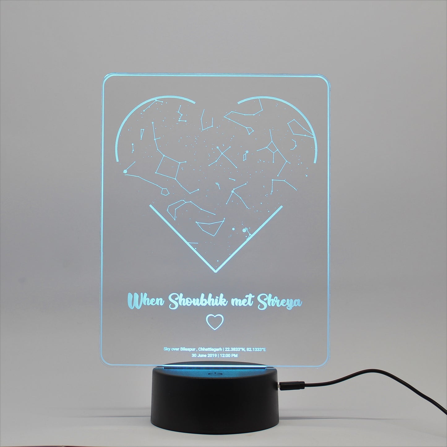 Customized Star Map Lamp with Heart Shape (Multicolored)