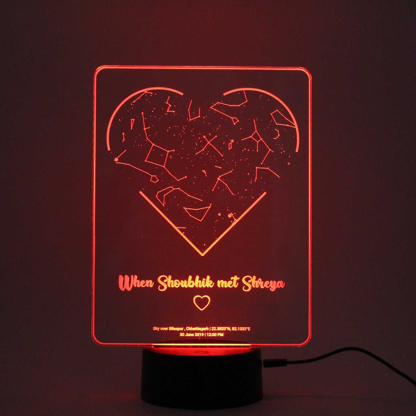 Customized Star Map Lamp with Heart Shape (Multicolored)