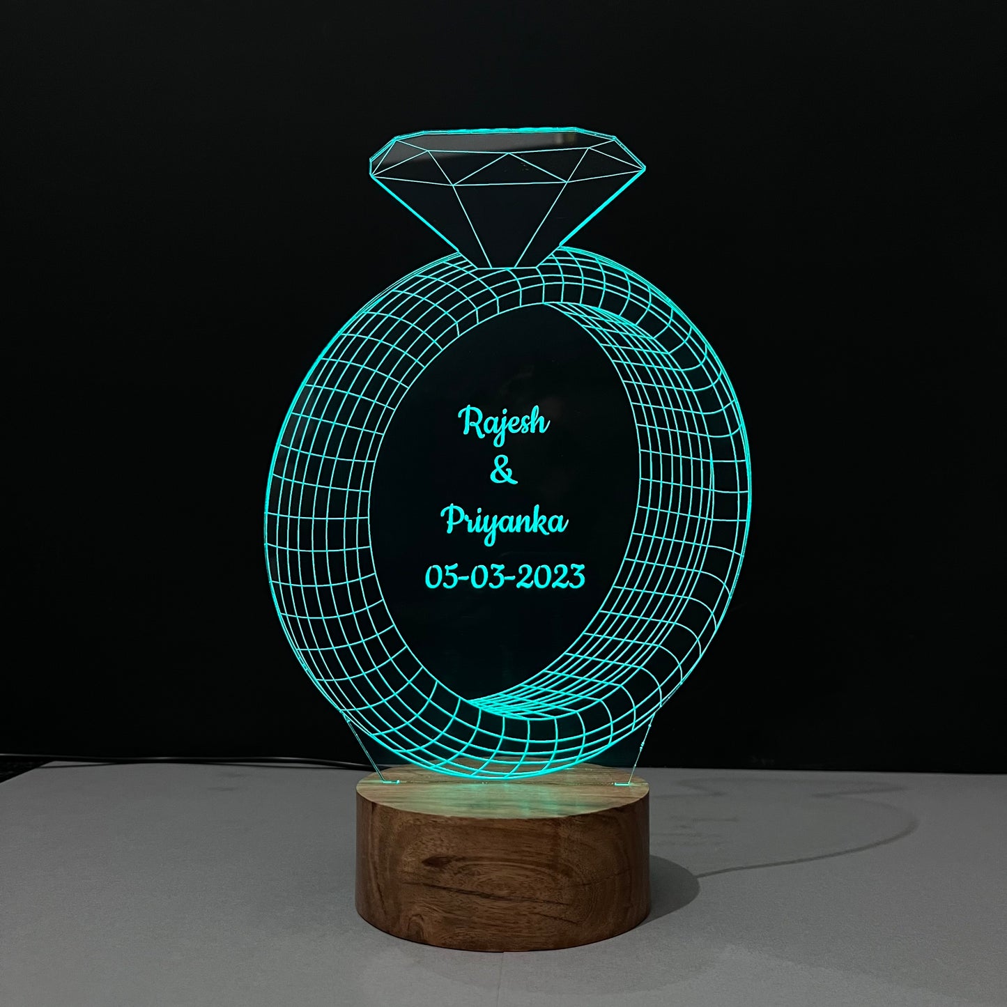 Diamond Ring Lamp with Customized Text