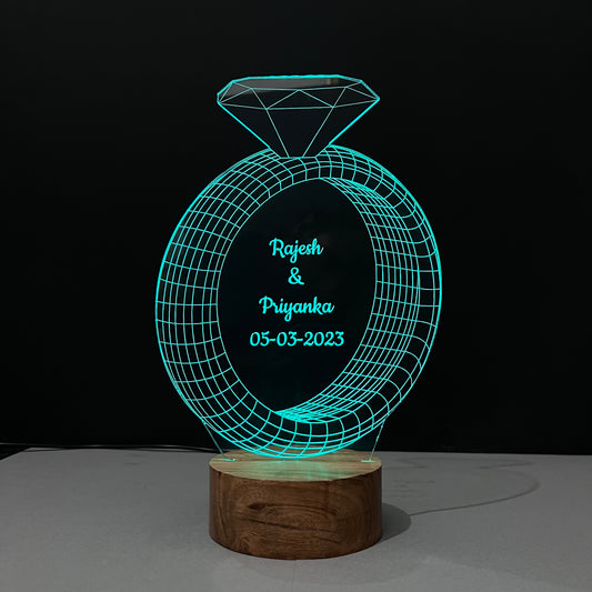 Diamond Ring Lamp with Customized Text
