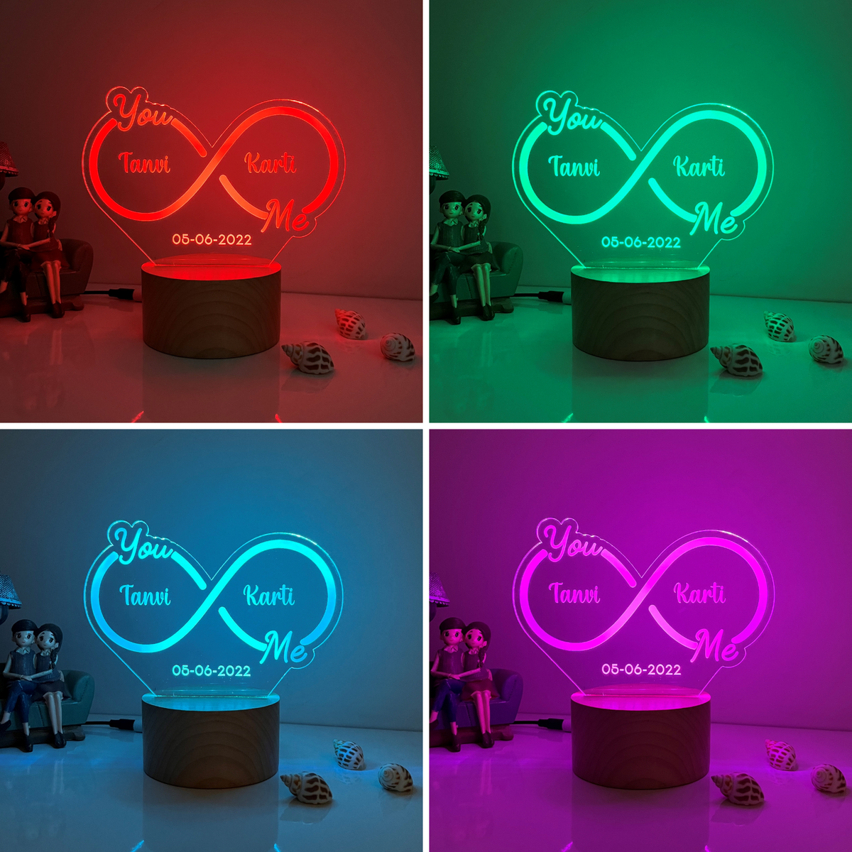 Infinity Couple Name Lamp
