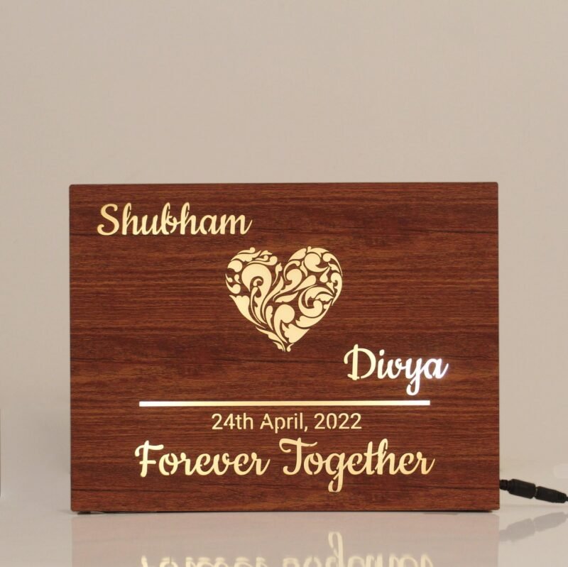 Couple Name Lamp with Date and "Forever Together" Message - Image 1