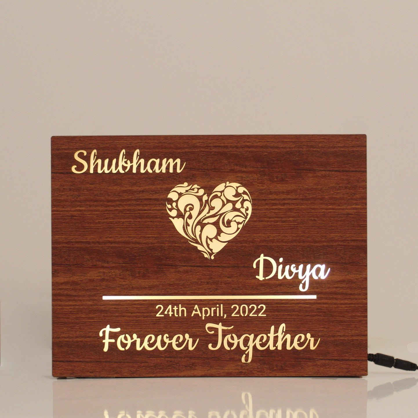 Couple Name Lamp with Date and "Forever Together" Message