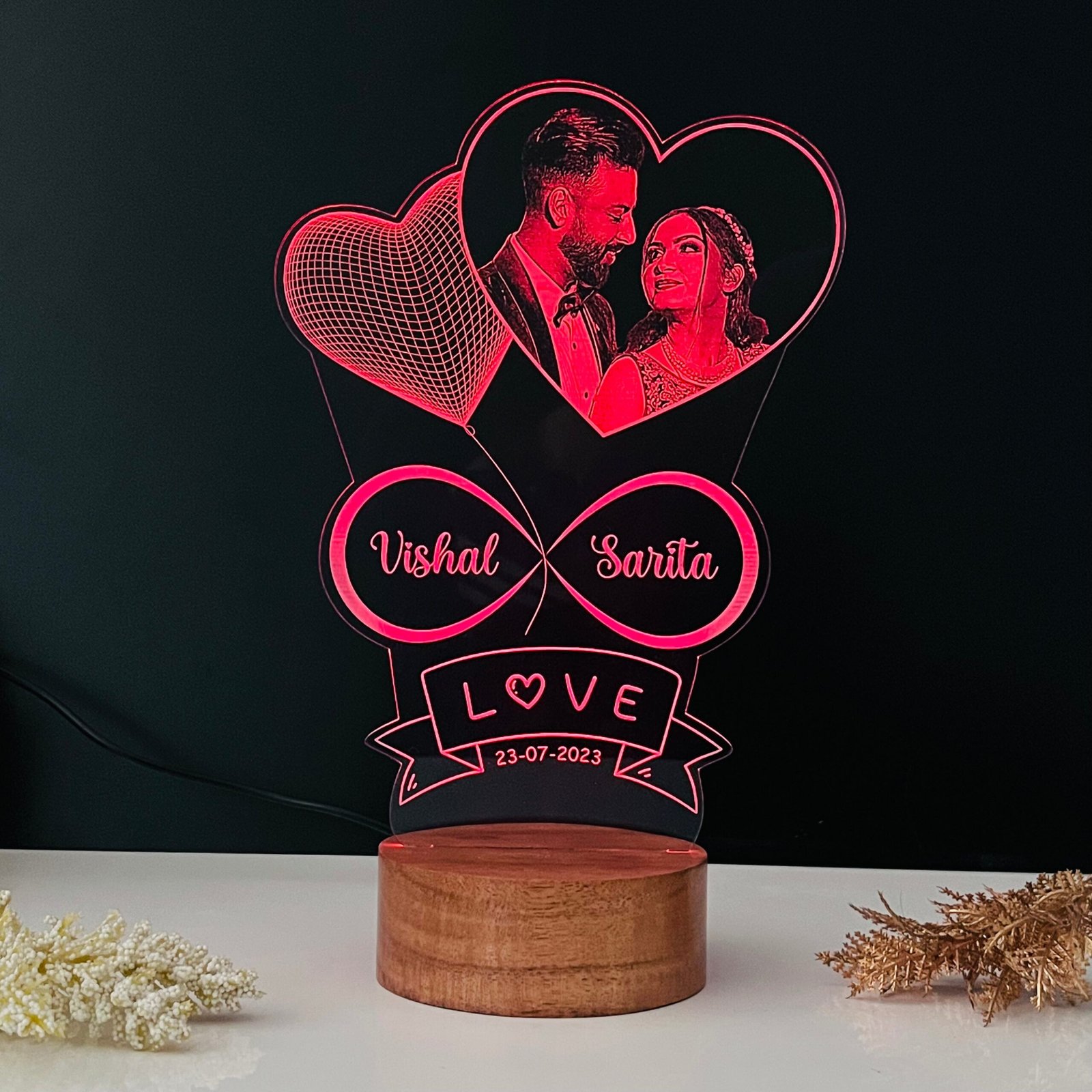 Couple Photo, Names & Date Lamp - Image 2