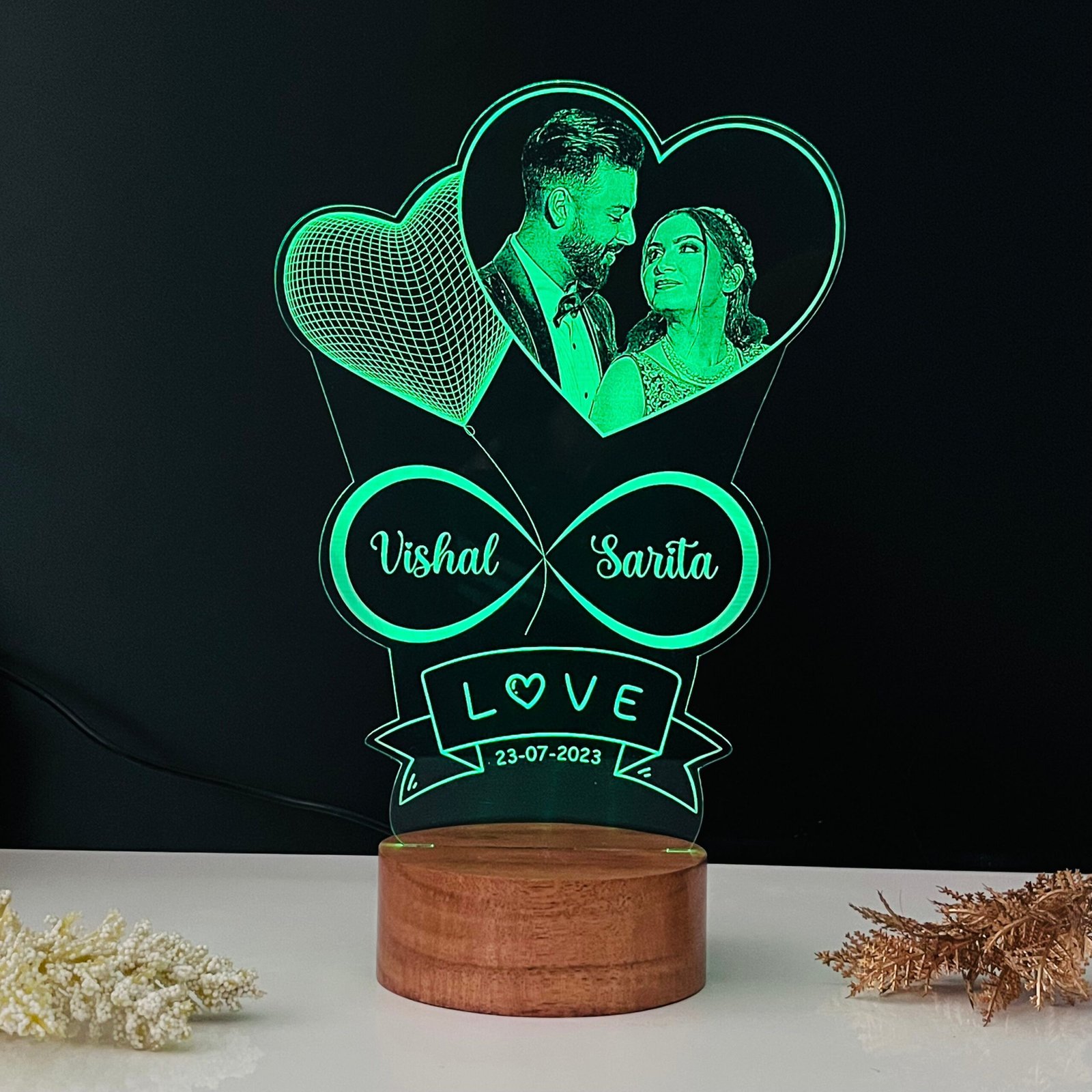 Couple Photo, Names & Date Lamp - Image 3