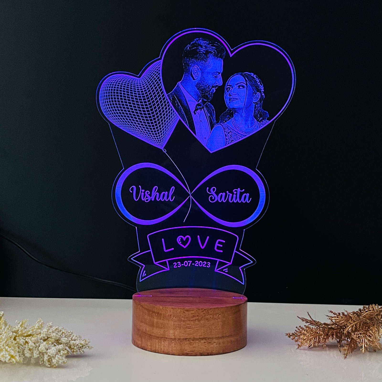 Couple Photo, Names & Date Lamp - Image 5