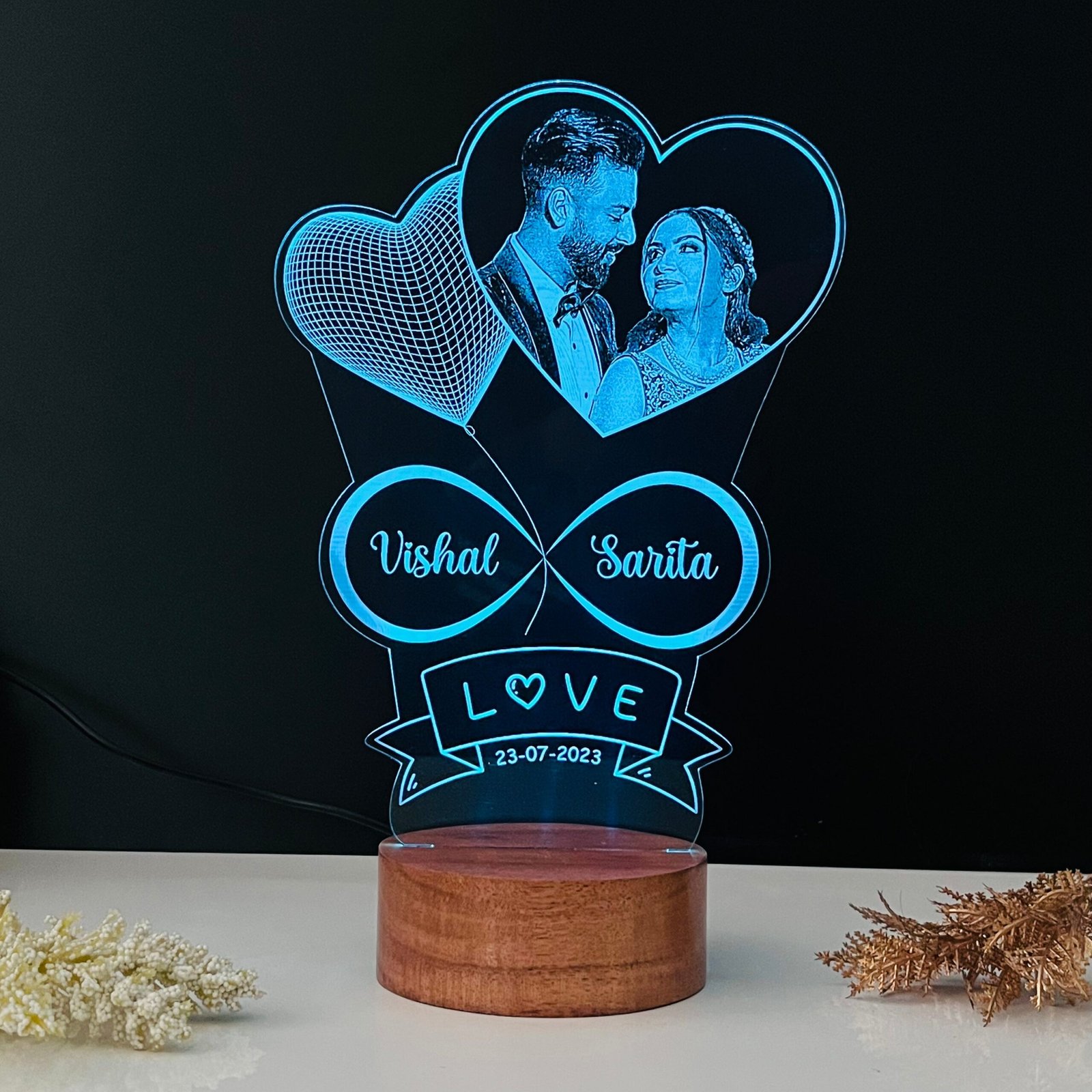 Couple Photo, Names & Date Lamp - Image 6