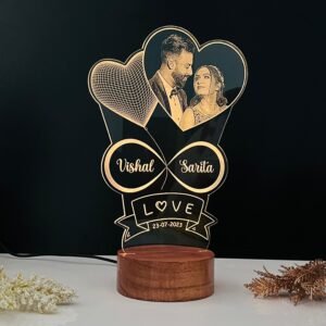 Couple Photo, Names & Date Lamp