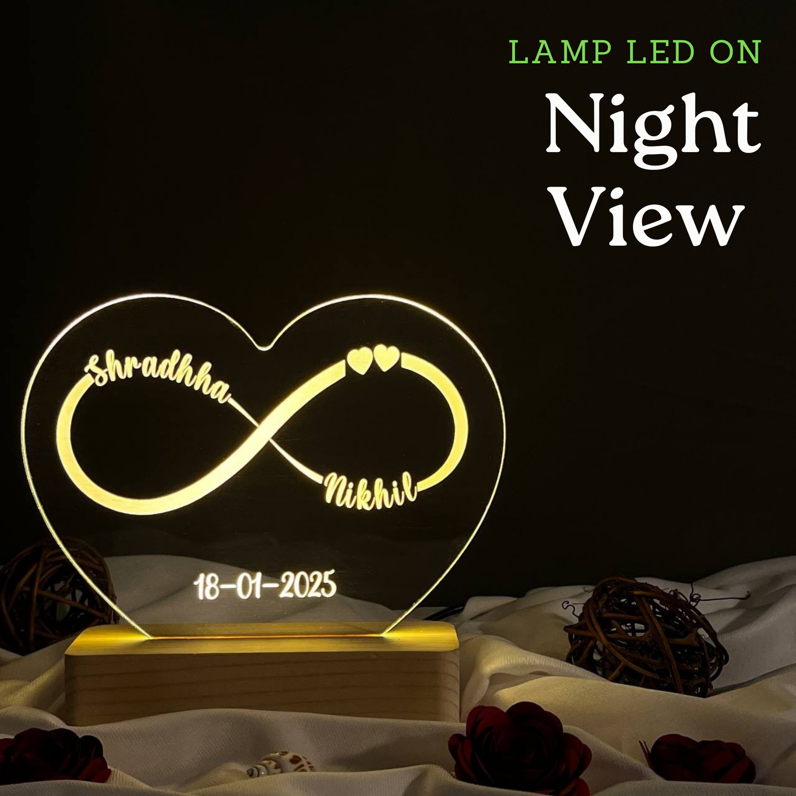 Customized Couple Name Lamp Infinty Design - Image 5
