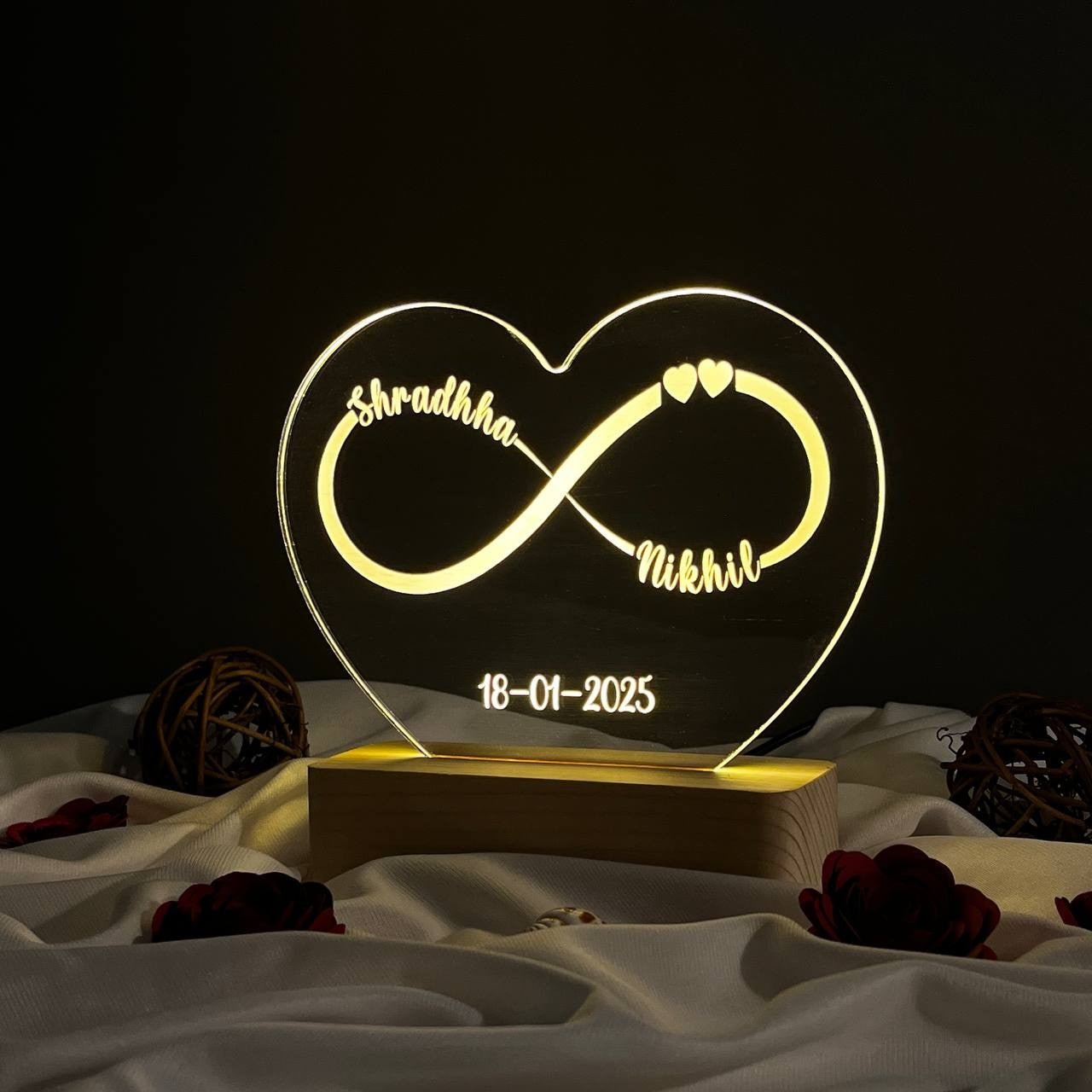 Customized Couple Name Lamp Infinty Design - Image 2