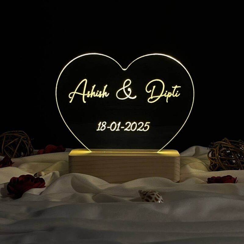 Couple Name Lamp Heart Design - Image 1