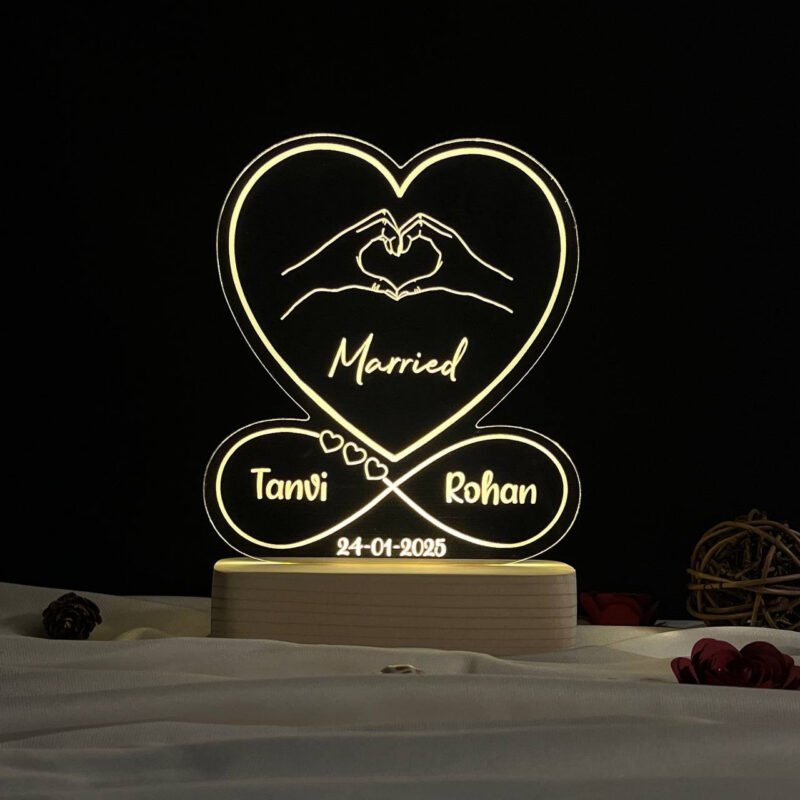 Couple Name Lamp Heart Infinty Design - Image 1