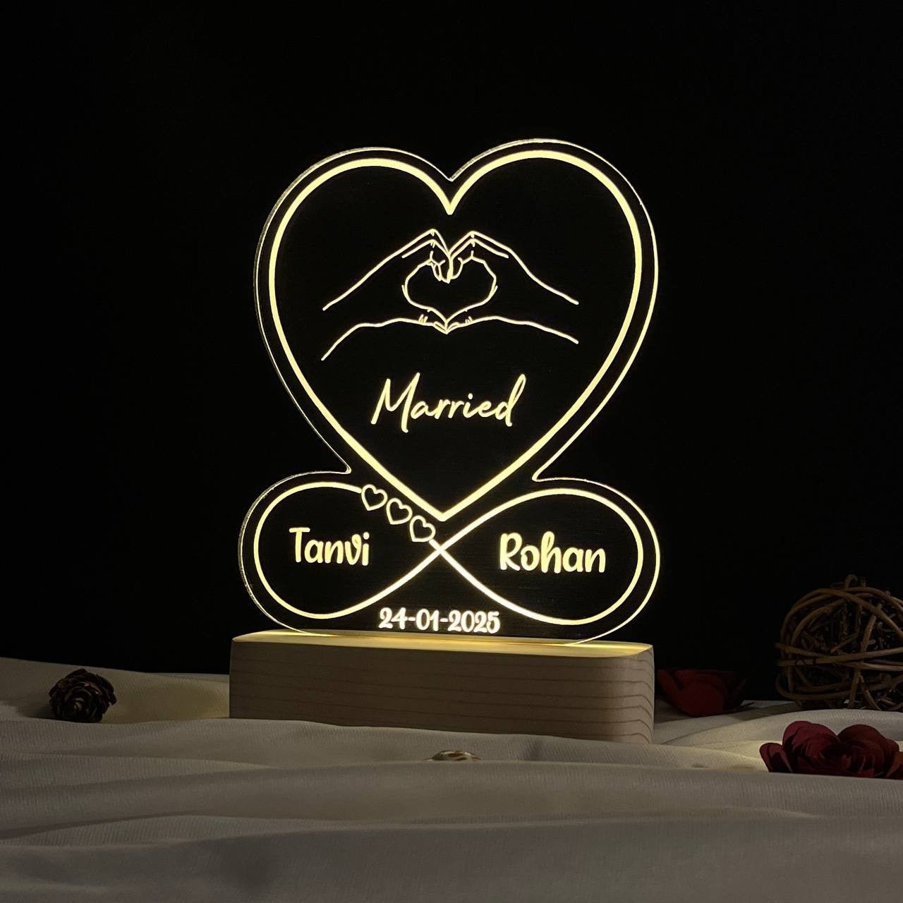 Couple Name Lamp Heart Infinty Design - Image 2