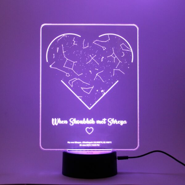 Customized Star Map Lamp with Heart Shape (Multicolored)