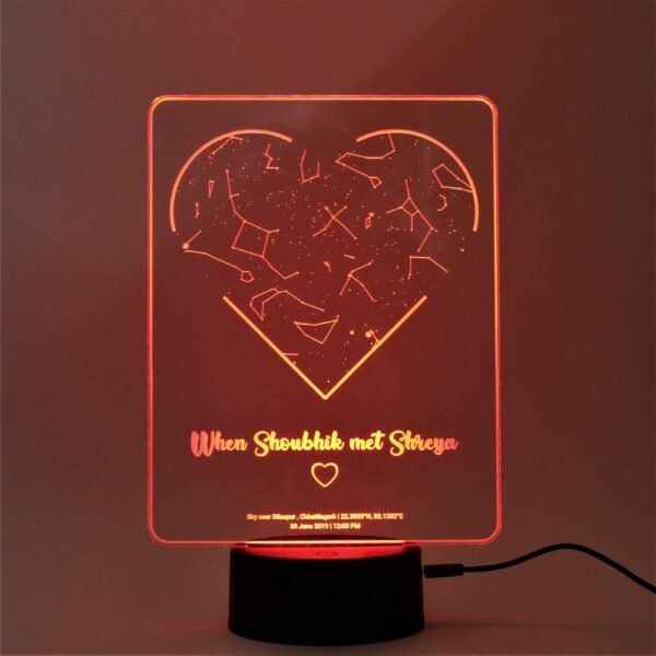 Customized Star Map Lamp with Heart Shape (Multicolored)