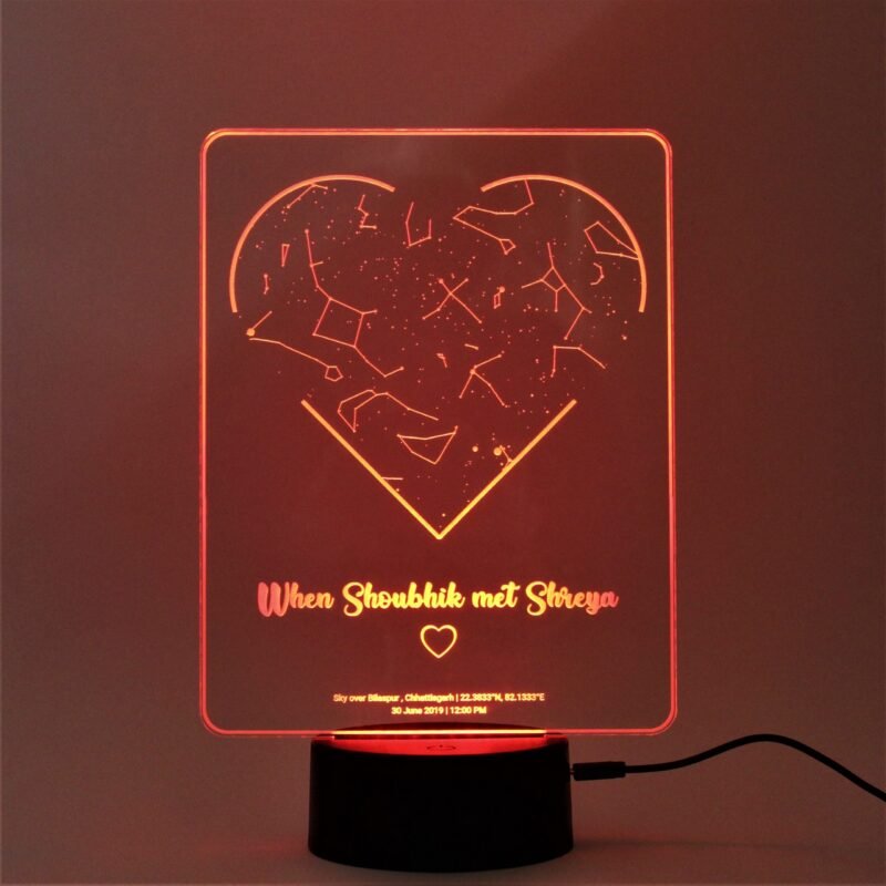 Customized Star Map Lamp with Heart Shape (Multicolored) - Image 1