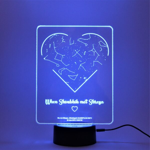 Customized Star Map Lamp with Heart Shape (Multicolored)