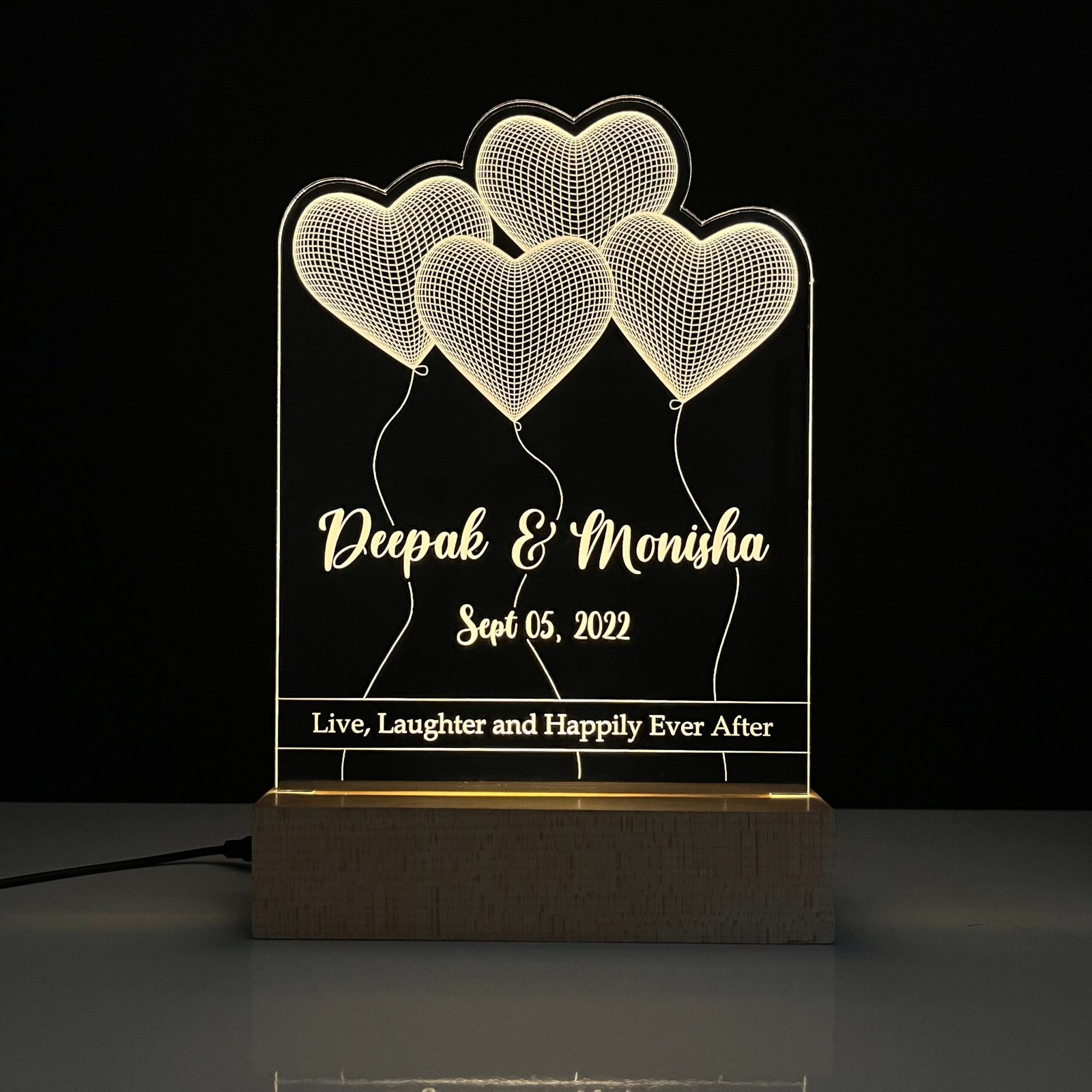 Customized Couple Name with Quote Lamp - Image 2