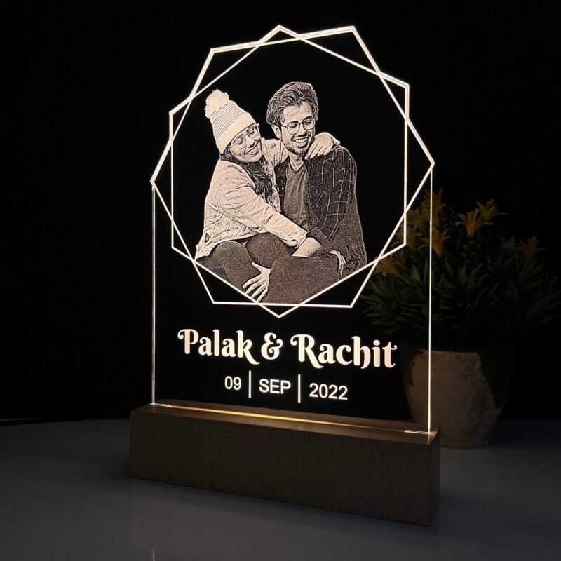 Couple Photo Lamp with Name & Date - Image 1