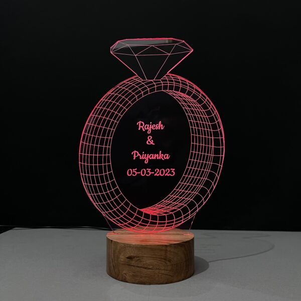 Diamond Ring Lamp with Customized Text