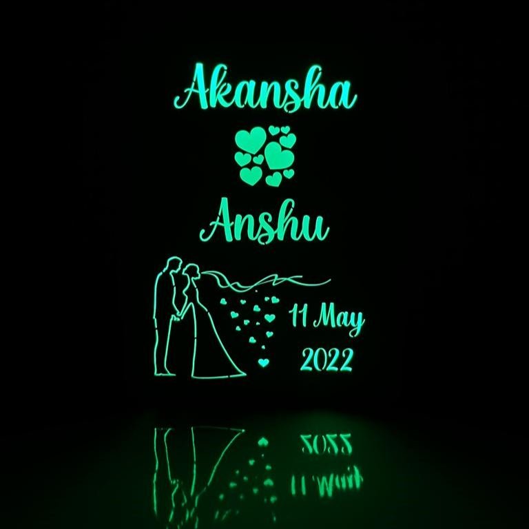 Customized Couple Name Lamp (Multicolor Remote Control) - Image 3