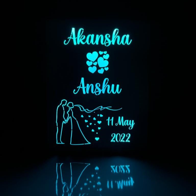 Customized Couple Name Lamp (Multicolor Remote Control) - Image 2