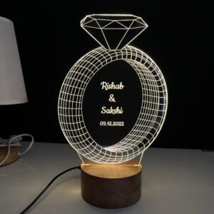 Diamond Ring Lamp with Customized Text
