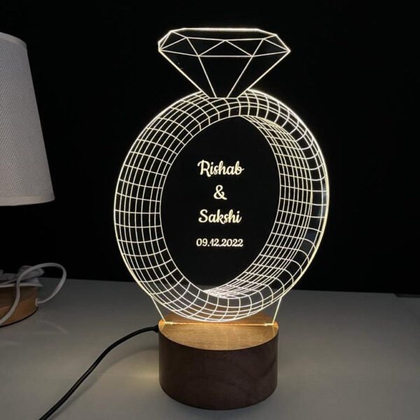 Diamond Ring Lamp with Customized Text