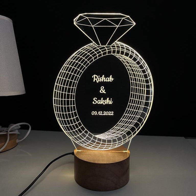 Diamond Ring Lamp with Customized Text