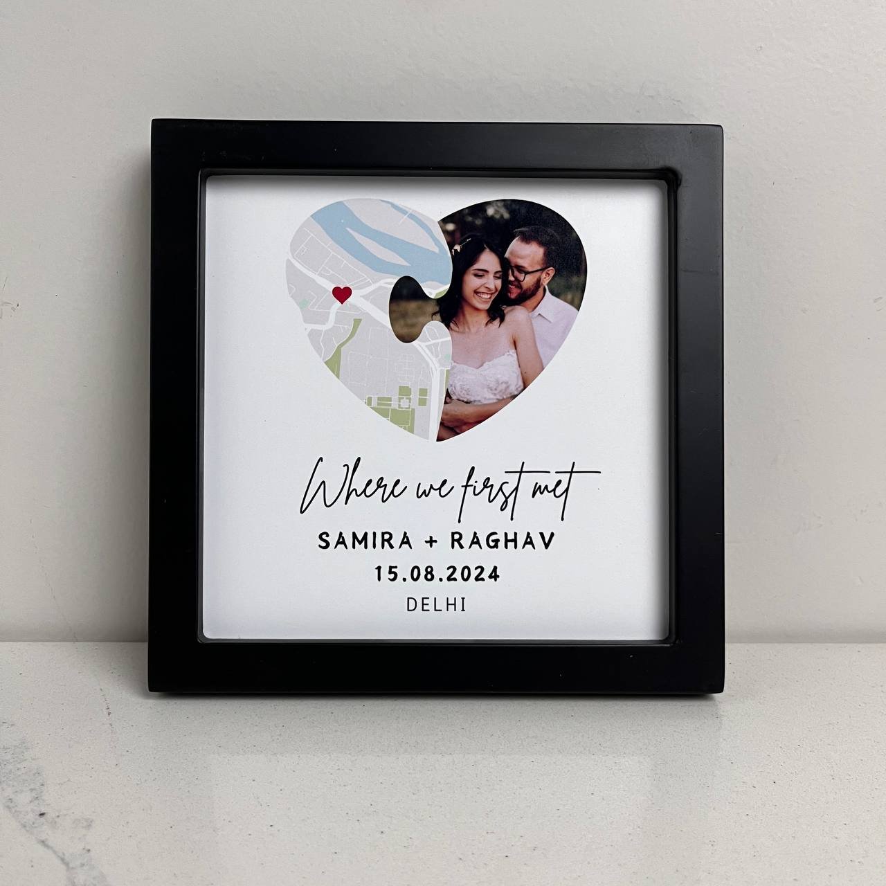 Where we first met Location Gift with Couple Photo, Name, Date Frame