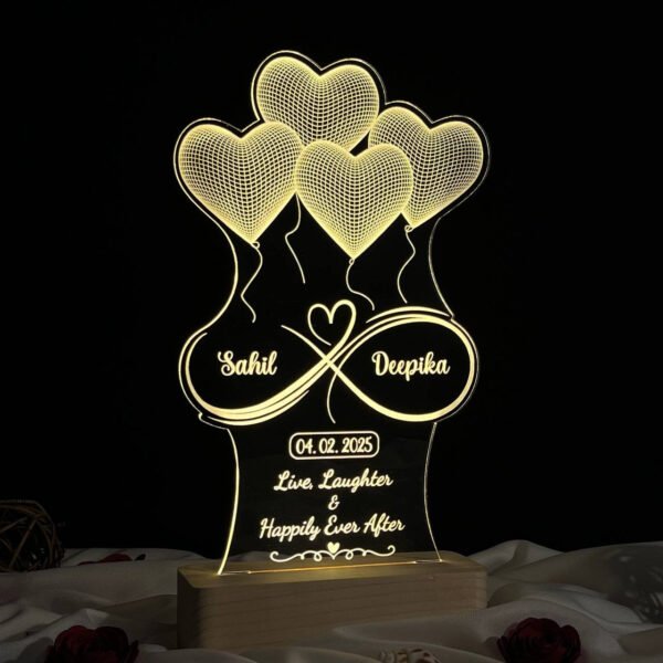Couple Name Lamp Ballon Heart Design