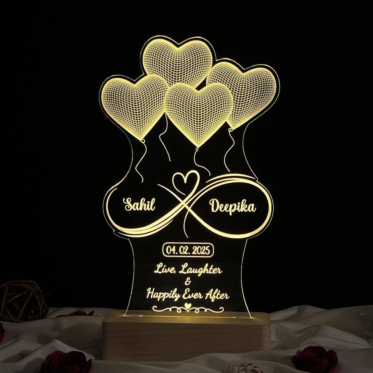 Couple Name Lamp Ballon Heart Design