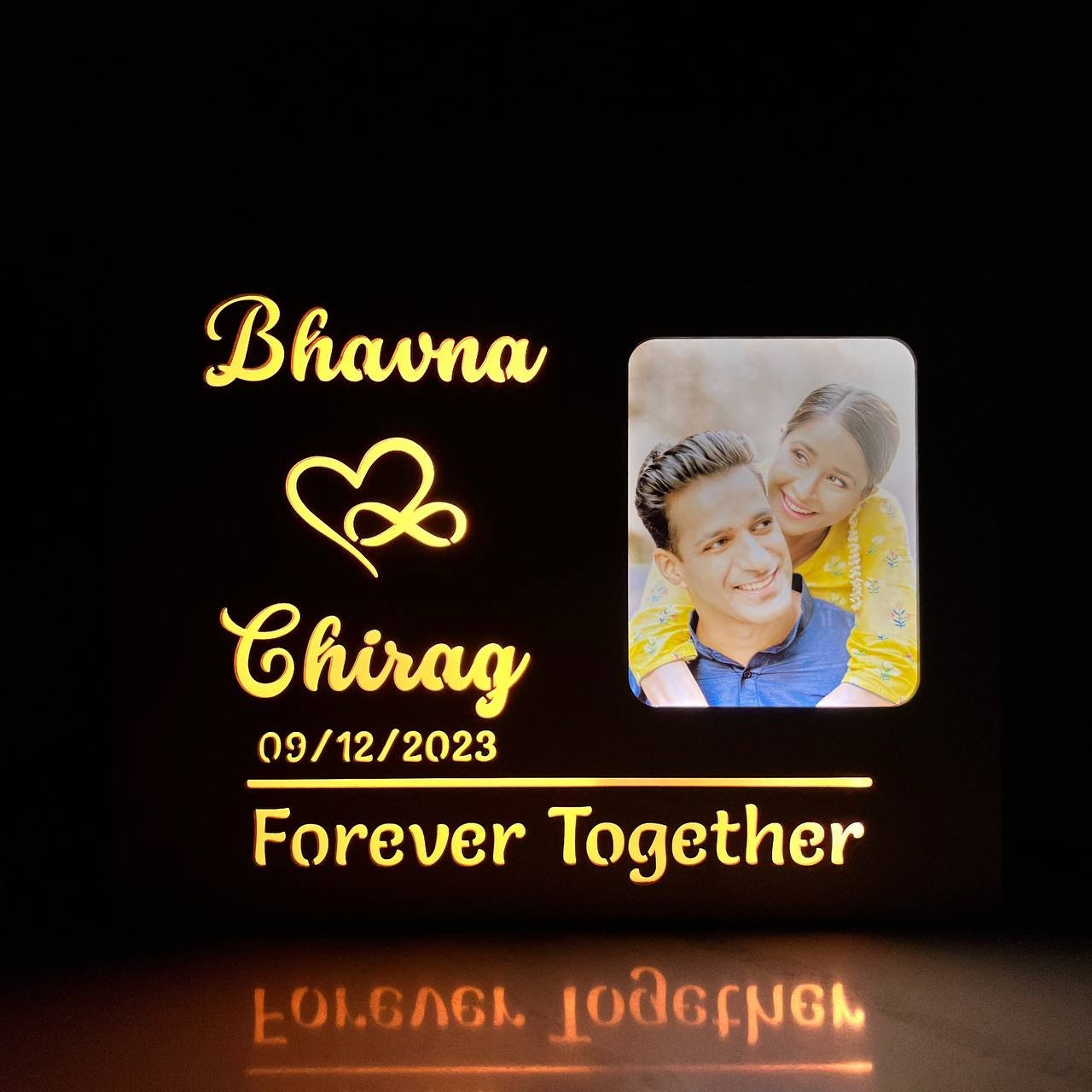 Couple Photo Name Lamp with Date Forever Together - Image 2