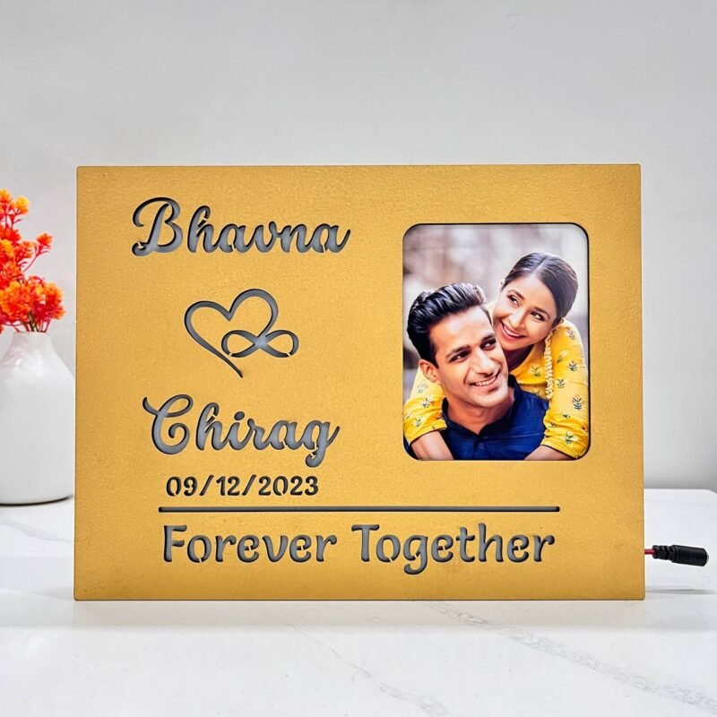 Couple Photo Name Lamp with Date Forever Together - Image 1