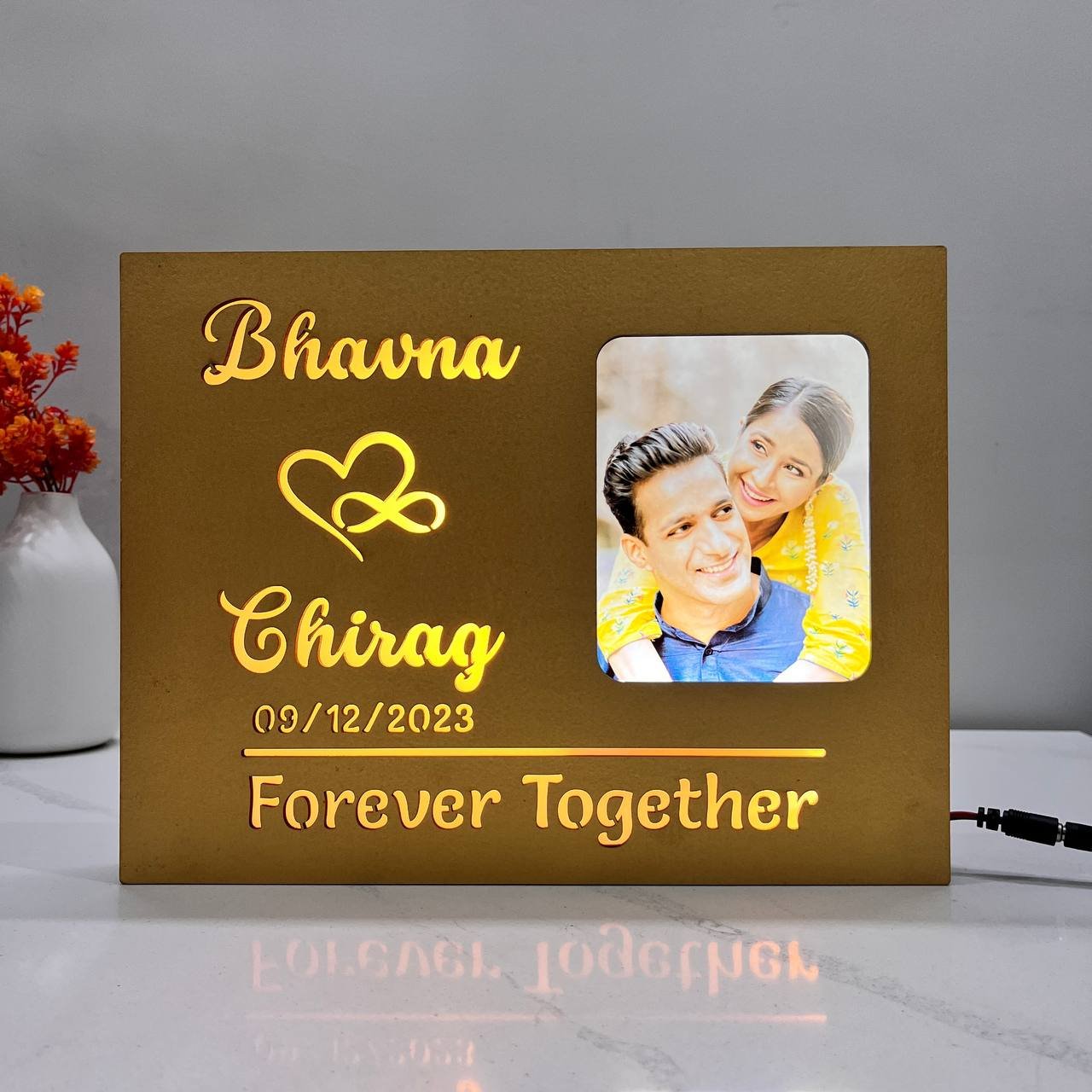 Couple Photo Name Lamp with Date Forever Together - Image 3