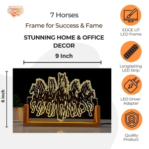 7 running horses acrylic LED lamp – size 9 x 6 inch