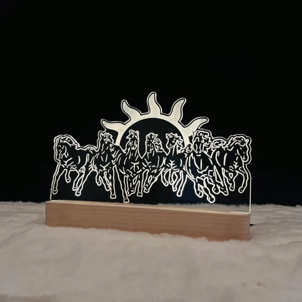 7 horses with rising sun lamp