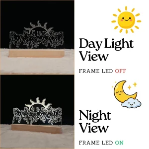 7 horses with rising sun lamp – day and night view
