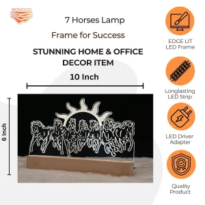 7 horses with rising sun lamp – size 10 x 6 inch