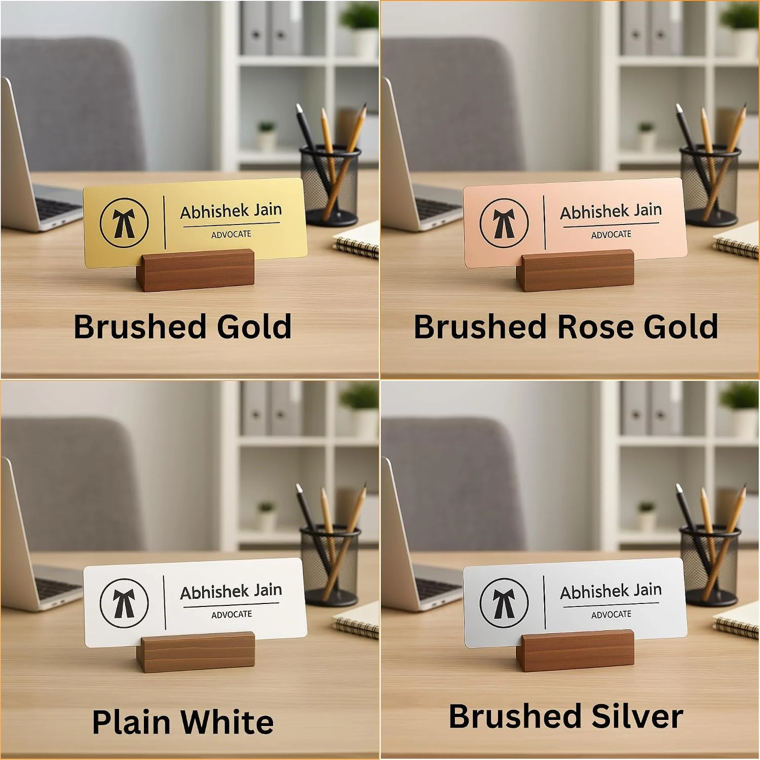 Acrylic desk name plate for advocates – all 4 finishes