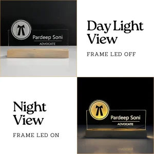 Name lamp for advocates – day and night view