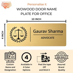Lawyer door name plate – size 10 x 4 inch
