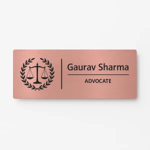 Lawyer door name plate – brushed rose gold