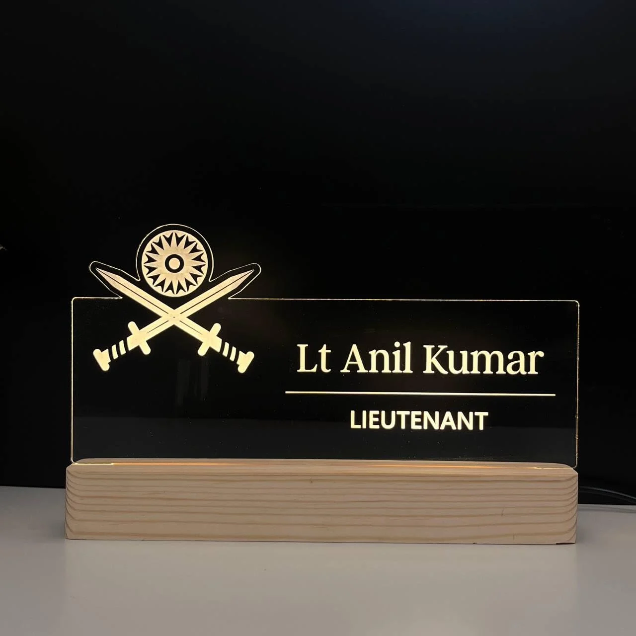 Name lamp for army officers