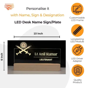 Name lamp for army officers – day and night view